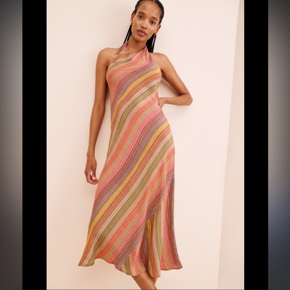 Anthropologie stripe halter midi dress - Picture 1 of 4